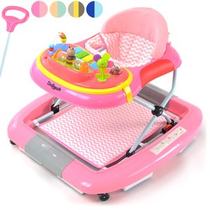 Daliya® BEBISTEP 4v1 hrací a chodící vozík - chodítko s houpací funkcí, chodítko, pomůcka při chůzi, dětská houpačka s hudebním a herním centrem a jídelním stolem - Růžová