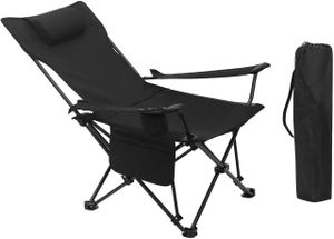 Skladacia kempingová stolička Ľahká rybárska stolička s opierkou Držiak pohára : čierna 1 Farba: čierna Množstvo: 1