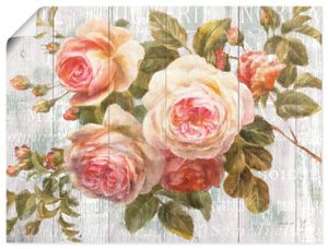 ARTland Poster Vintage Rosen auf Holz Größe: 80x60 cm