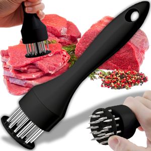 Fleischzartmacher mit 21-Edelstahlklingen Steaker Fleischklopfer Fleischstecher Fleischhammer Schnitzelklopfer Steakhammer Schwarz Retoo