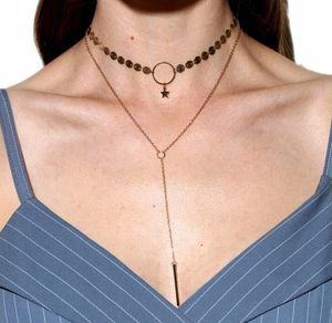 Damen Gold Choker Multi lange Boho Halskette