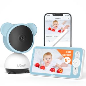 ieGeek Babyphone mit Kamera PTZ, 5 Zoll Babyfon 1080P mit PIR Bewegungserkennung und Geräuscherkennung,  Baby Monitor mit Fütterungserinnerungen, VOX