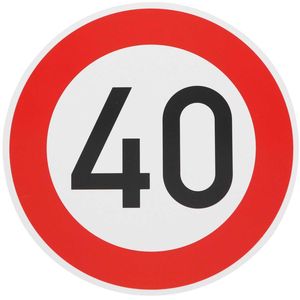 ORIGINAL Verkehrzeichen 40 KM/H Schild Nr. 274-40 Verkehrsschild RA1 Straßenschild Metall zum 40. Geburtstag als 40km Geburtstagsschild 42 cm Metall mit Folie-Typ1