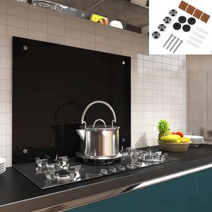 Küchenrückwand Spritzschutz Fliesenspiegel Küche Wandschutz Glas 6mm ESG Schwarz - 70x55CM
