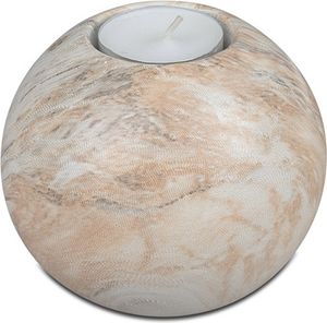 Teelichthalter MARMOR in Kugelform H. 9cm creme braun Keramik Formano