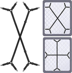 ALSTER HERZ® 2 Stück verstellbarer Bettlakenspanner mit Metallclips, Bettgurt, H0374