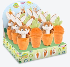 Nici 48089 brauner Hase in Karotte 15cm mit Loop Plüsch Spielset Kuscheltier