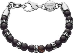 Diesel DX1163040 Herren Armband Edelstahl Silber Schwarz 23 cm