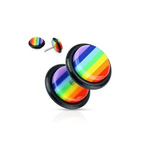 Fake Plug Ohrstecker „Regenbogen Pride“
