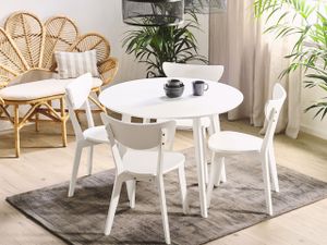 BELIANI jídelní stůl Bílý MDF 100 cm, kulatá deska, dřevěné nohy, skandinávský styl