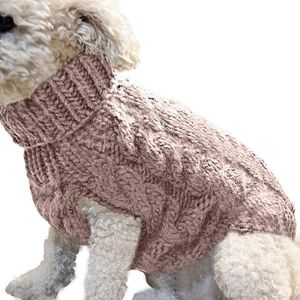 Warme Haustier Pullover Winter Rollkragen Strickkleidung für Hunde Katzen (5-6kg, beige)