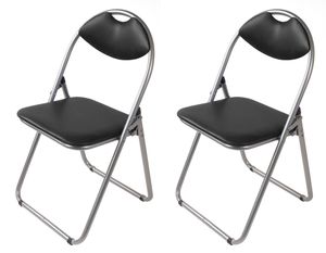2x Metall Klappstühle schwarz Gästestühle Stuhl Gäste Besucherstuhl Gartenstuhl