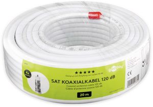 120 dB SAT Koaxialkabel, 4x geschirmt, 20 m, Weiß