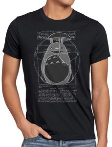 style3 Vitruvianischer Totoro Herren T-Shirt neko mein nachbar anime tonari no, Größe:4XL, Farbe:Schwarz