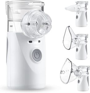 Tragbar Inhalator Vernebler für Kinder Erwachsene,ultraschall inhalationsgerät USB Nebulizer Geräuschlos für Erkältungen Atemwegserkrankungen wirksam Inkl 2 Maske, Grau