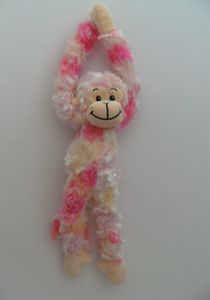 Plüschtier Affe 40 cm, rosa pink beige, Hängeaffe Affen Hängeaffen Kuscheltiere Stofftiere Klettband