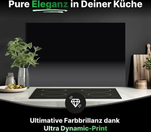 Küchenrückwand Glas 125 x 50 cm – Wandverkleidung in Uni Schwarz, Wandschutz und Spritzschutz für Küchenwände