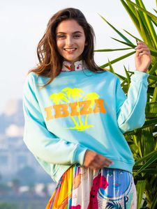 Miss Goodlife Sweater Roundneck Ibiza Palm, Türkis, M