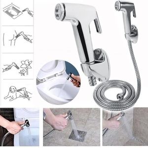 Edelstahl-Hand-Badezimmer-WC-Bidet Shattaf-Duschstrahl mit T-Adapter-Schlauchsatz
