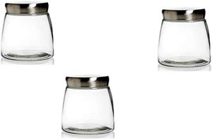 Vorratsgläser 3x 0,85 Liter Glas Schraubglas Lebensmittelglas Edelstahldeckel mit Schraubverschluss