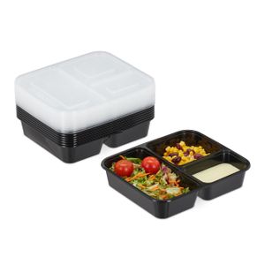 relaxdays 10er Set Meal Prep Boxen 3 Fächer