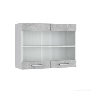 Vicco Hängeschrank R-Line, 80 cm mit Glastüren, Beton/Weiß