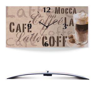 ARTland Wanduhr, gebogen Funkuhr - schwarzer Zeiger Kaffee - Latte Macchiato Größe: 60x30 cm