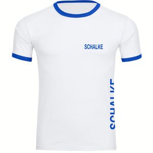 multifanshop Kontrast T-Shirt - Schalke - Brust & Seite, weiß/blau, Größe XL