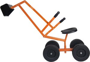 COSTWAY Sitzbagger, Kinderbagger zum Aufsitzen aus Metall, Sandbagger mit Schaufel für Kinder ab 3 Jahren (Orange)