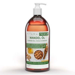 Kitama Mandelöl 100% rein 1-Liter 1L | Naturkosmetik - sanftes Baby-Öl Massage-Öl als natürliches Pflege-Öl für Haut & Haar