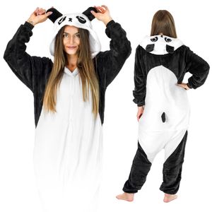 Jumpsuit Onesie für Damen und Herren - Sanft Kuschelig Uni Pyjama - Warme Schlafanzug - Karneval Kostüm - Karnevalskostüm- Größe 178-188 cm (XL) - Panda