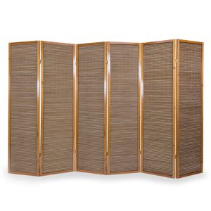 Homestyle4u 384, Paravent Raumteiler 6 teilig, Holz Bambus Braun