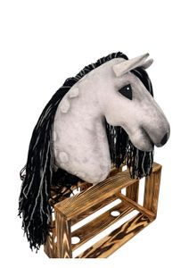 Steckenpferd Hobby Horse - Pferd am Stock Spielzeug für Kinder Plüschpferd Geschenk Hobby Horsing Größe A3, Stocklänge 65 cm, Apfelschimmel