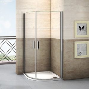 Runddusche 80x80x195cm Drehtür Dusche Viertelkreis Duschkabine 6mm NANO ESG Sicherheitsglas
