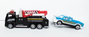 ABSCHLEPPWAGEN + Auto mit Rüchzug  Modellauto Modell Laster Truck Spielzeugauto Spielzeug 56 (Abschleppwagen mit Auto)