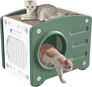 Sessamen-LP Katzenhaus Outdoor zum Spielen und Ausruhen, 55.3x40.5x46cm Katzenhäuschen für Draußen, Schutzhütte für Katzen, Wasserdicht und Wetterfest