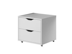 Furniture24 Rollcontainer Mati mit 2 Schubladen Büroschrank mit Rollen Schreibtischcontainer Weiß