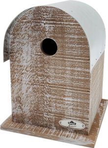 Dehner Natura Premium Wildvogel Nistkasten Malta, Vogelhaus / Vogelnistkasten für Wildvögel, robust/zum Aufhängen, ca. 18.5 x 25 x 18.5 cm, Kiefernholz/Blech, braun