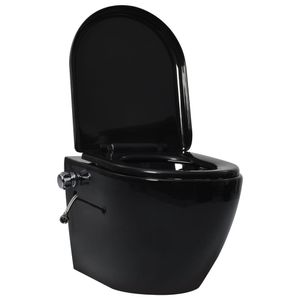 vidaXL Závesné WC bez splachovacej rúrky s funkciou bidetu Keramické čierne