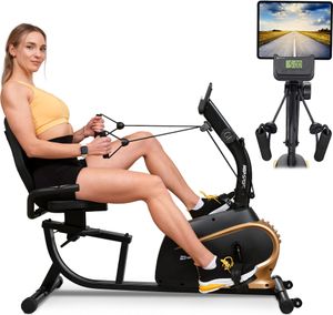 Hop-Sport Liegeergometer für zu Hause HS-045L, Sitzergometer mit Magnetbremse & 10 verstellbaren Widerstandsstufen - Heimtrainer mit Pulssensoren
