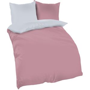 4 teilig Wende Bettwäsche 155x220 cm rosa silber Renforce Baumwolle Übergröße