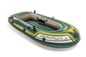 Intex Seahawk Boot - Set inklusive Pumpe und Paddel, 236 x 114 x 41cm, dunkelgrün, gelb, Maximale Tragfähigkeit: 240 kg