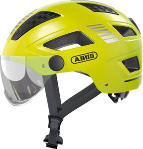 ABUS Stadthelm Hyban 2.0 ACE - Fahrradhelm mit Visier, Licht und ABS-Hartschale - für Damen und Herren - Gelb, Größe L