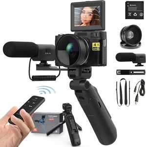 Digitalkamera 4K, 48MP Fotokamera mit 180° Flip 3.0" Bildschirm, 16X Kompaktkamera