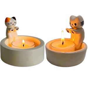 2 kusy kočičí svícen, svícen na kreslenou kočku, držák na čajovou svíčku, (svíčky nejsou součástí balení)