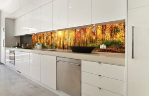 Küchenrückwand Folie selbstklebend SONNIGER WALD 350 x 60 cm - Klebefolie - Dekofolie - Spritzschutz für Küche -
