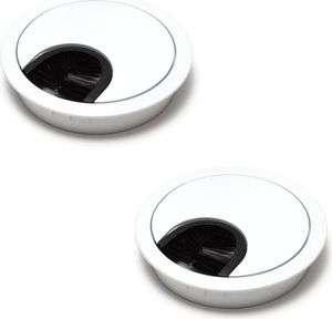 2er Set sossai® Metall Kabeldurchlass Ø60mm in Weiß Schreibtisch Kabeldurchführung