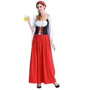 Damen Trachtenkleid Ethno Maxi Kleid für Oktoberfest, Halloween,Größe: M