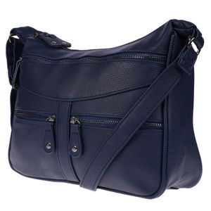 Damen Tasche Schultertasche Umhängetasche Crossover Bag Leder Optik Handtasche Blau