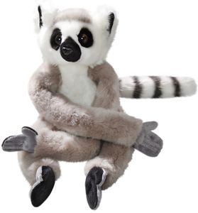 Katta, Lemur mit Klett mit Klett an Hand und Fuß ca. 22cm sitzend, ca. 53cm hängend von Carl Dick 3488 Kuscheltier, Plüschtier, Stofftier